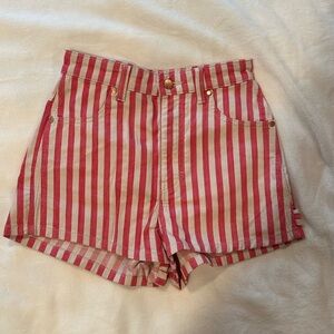 Wrangler Red and White Striped High Waist Shorts